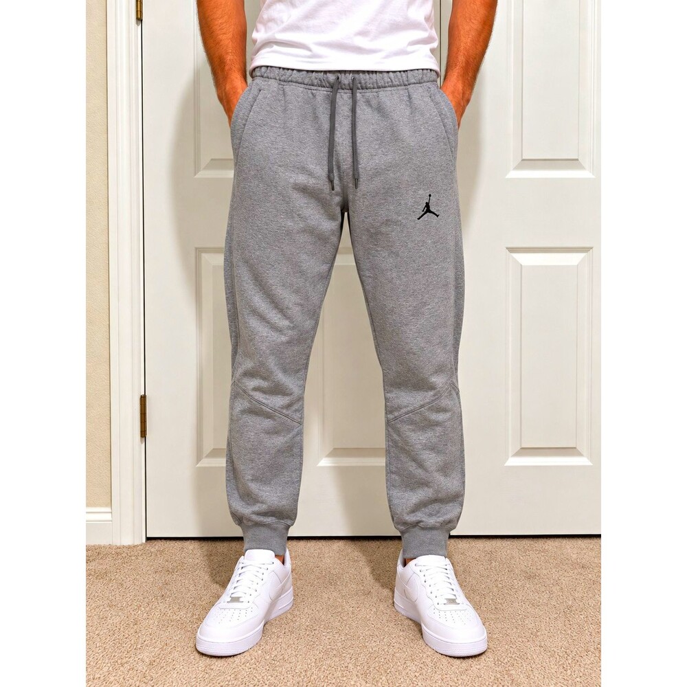 Jordan Men’s Small Gray Fleece Jogger Pants Jumpman Zip Pockets Sweatpants